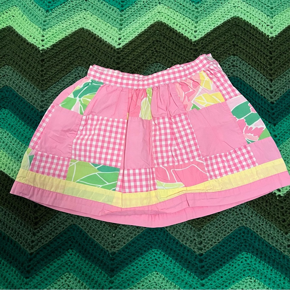 Lilly Pulitzer skirt pink gingham flowers 3T toddler girl white tag vintage GUC